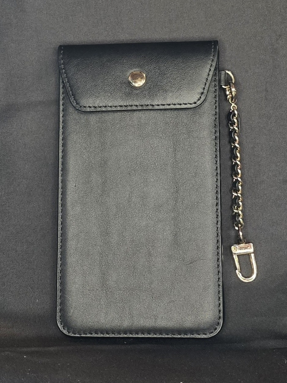 Mark & Graham Black Leather Accordion Phone Pouch Wallet Chain Wristlet